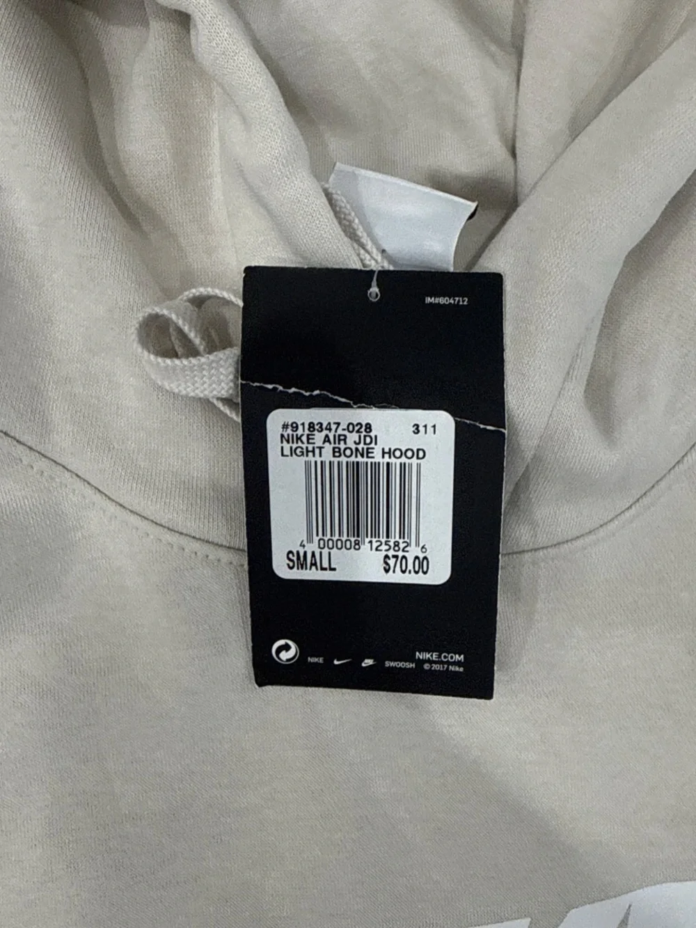 Nike Light Bone Pullover Hoodie with White Swoosh